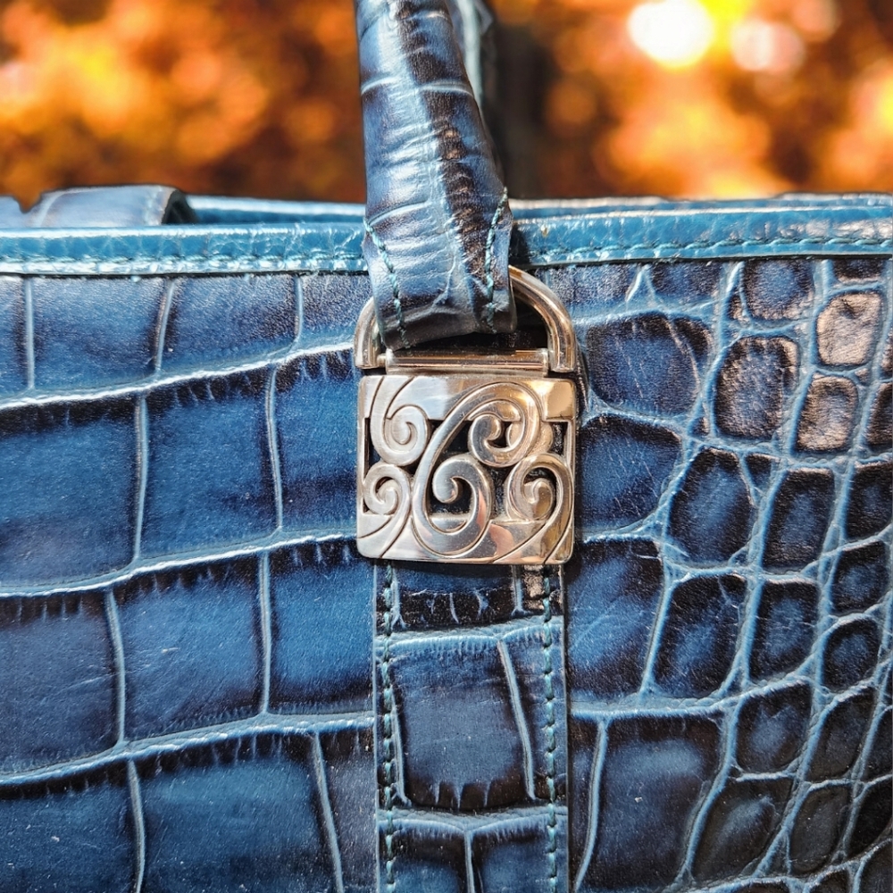 **Brighton MONROE CROC Emboss Leather Satchel Purse Handbag - Picture 2 of 13